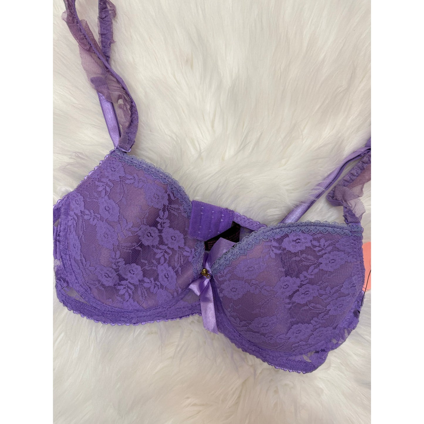 Black Fuchsia Purple Lace Bra - 36B