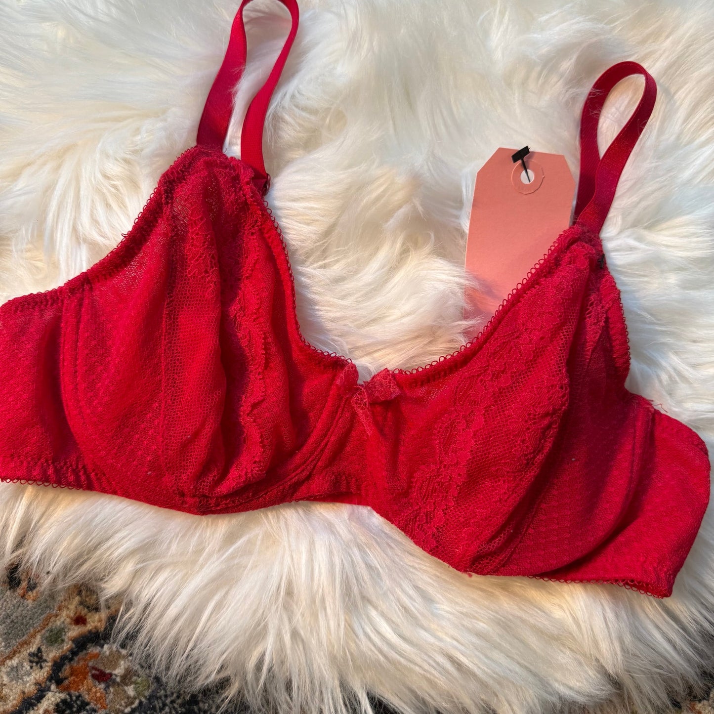 Wacoal Red Lace Overlay Bra - Size 34C