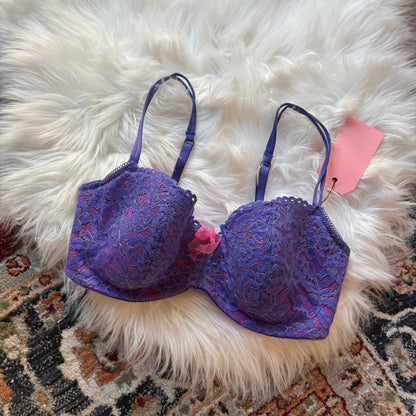 B. tempt'd Purple & Pink Lace Bra - 34DD