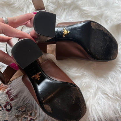 Prada Authentic Leather Sandal Heels - best for size 8.5/9