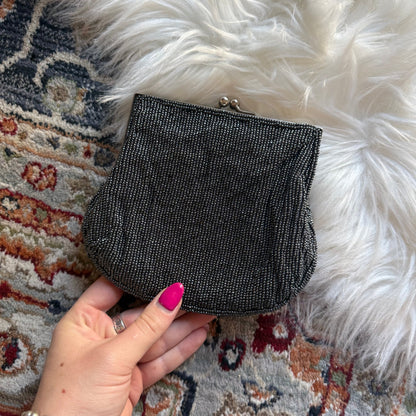 Vintage Grey/Black Mermaid Seashell Beaded Clutch Evening Bag