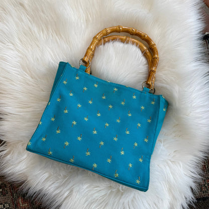 Vintage Y2K Palm Tree Bag with Bamboo Handles