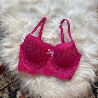 Victoria's Secret Body by Victoria "Lined Demi" Pink Lace Bra - 34B