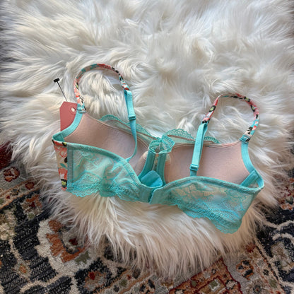 B. Tempt'd Blue Floral Bra - 34C