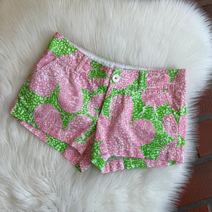 Lilly Pulitzer Classic Green & Pink Floral Low Rise Shorts - 00/0