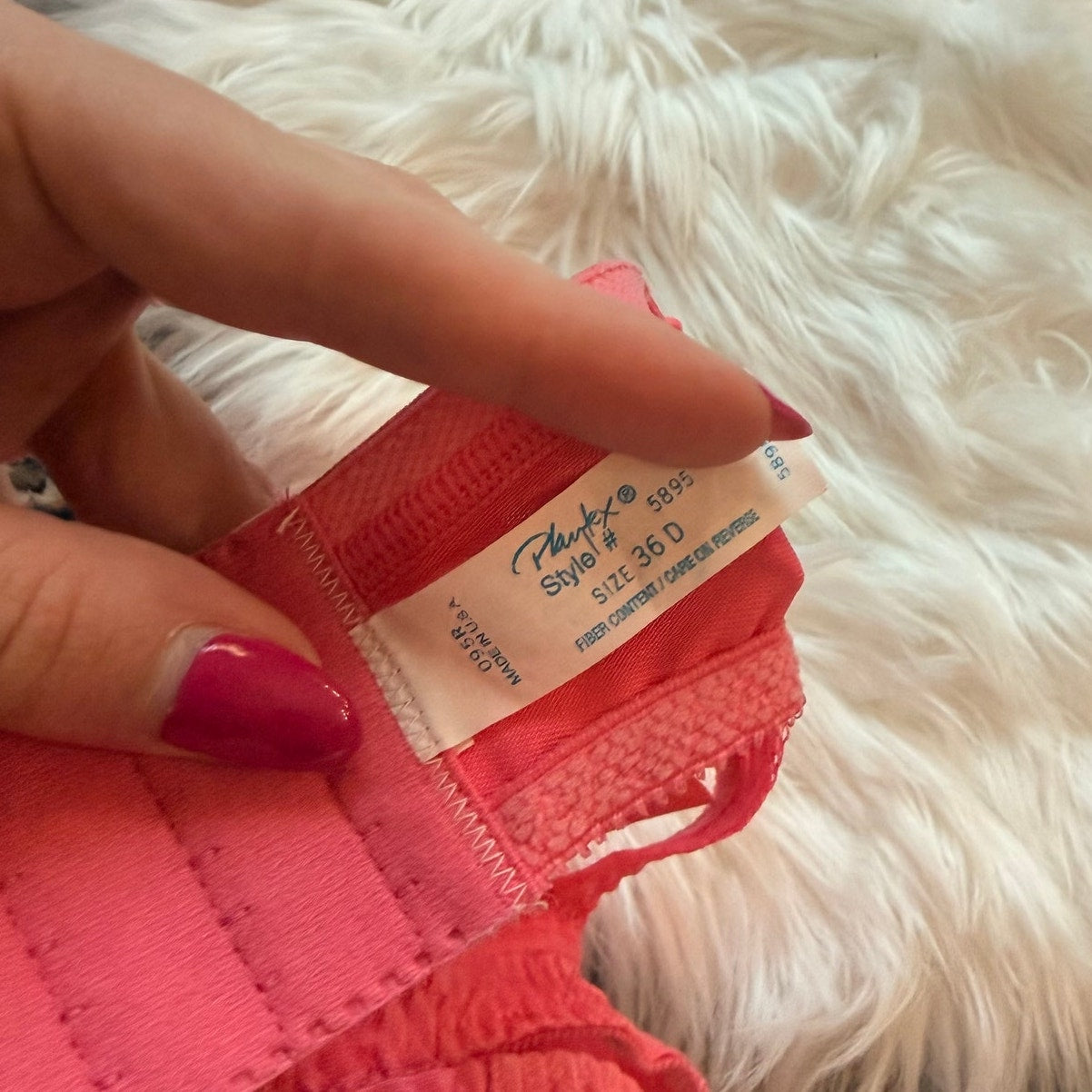 Vintage Pink Lace & Satin Bra - Size 36D