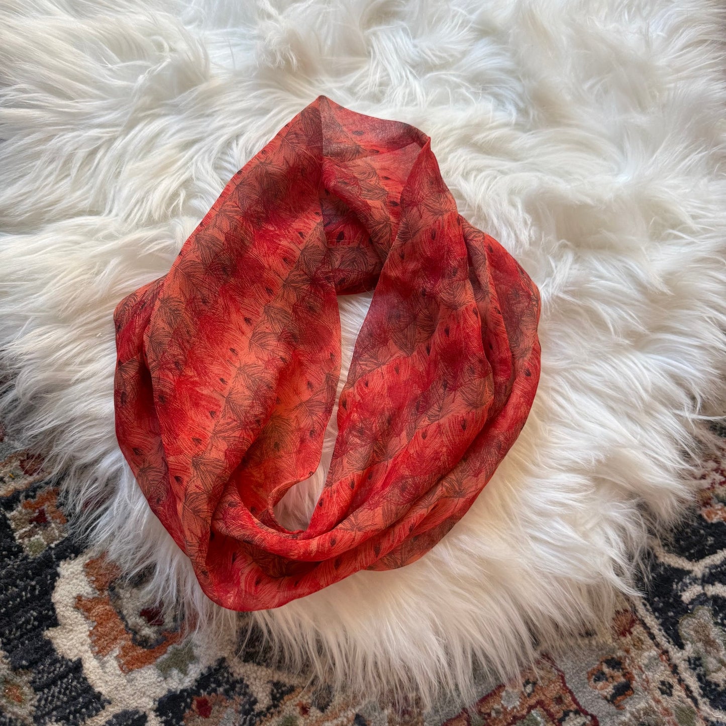 Vintage Vera 100% Silk Infinity Round Scarf
