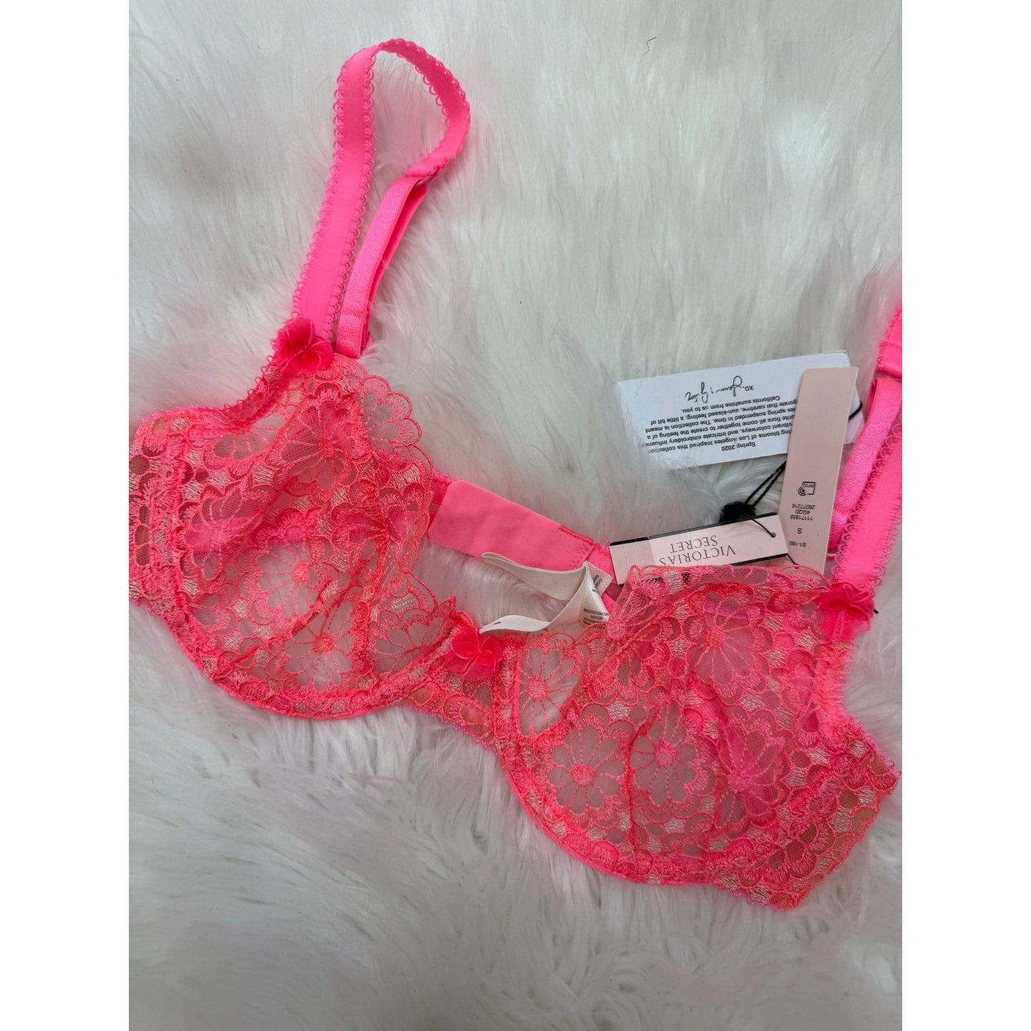 For Love & Lemons Pink Lace Bra - Size S