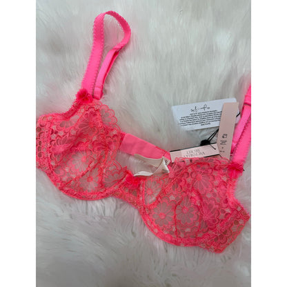 For Love & Lemons Pink Lace Bra - Size S
