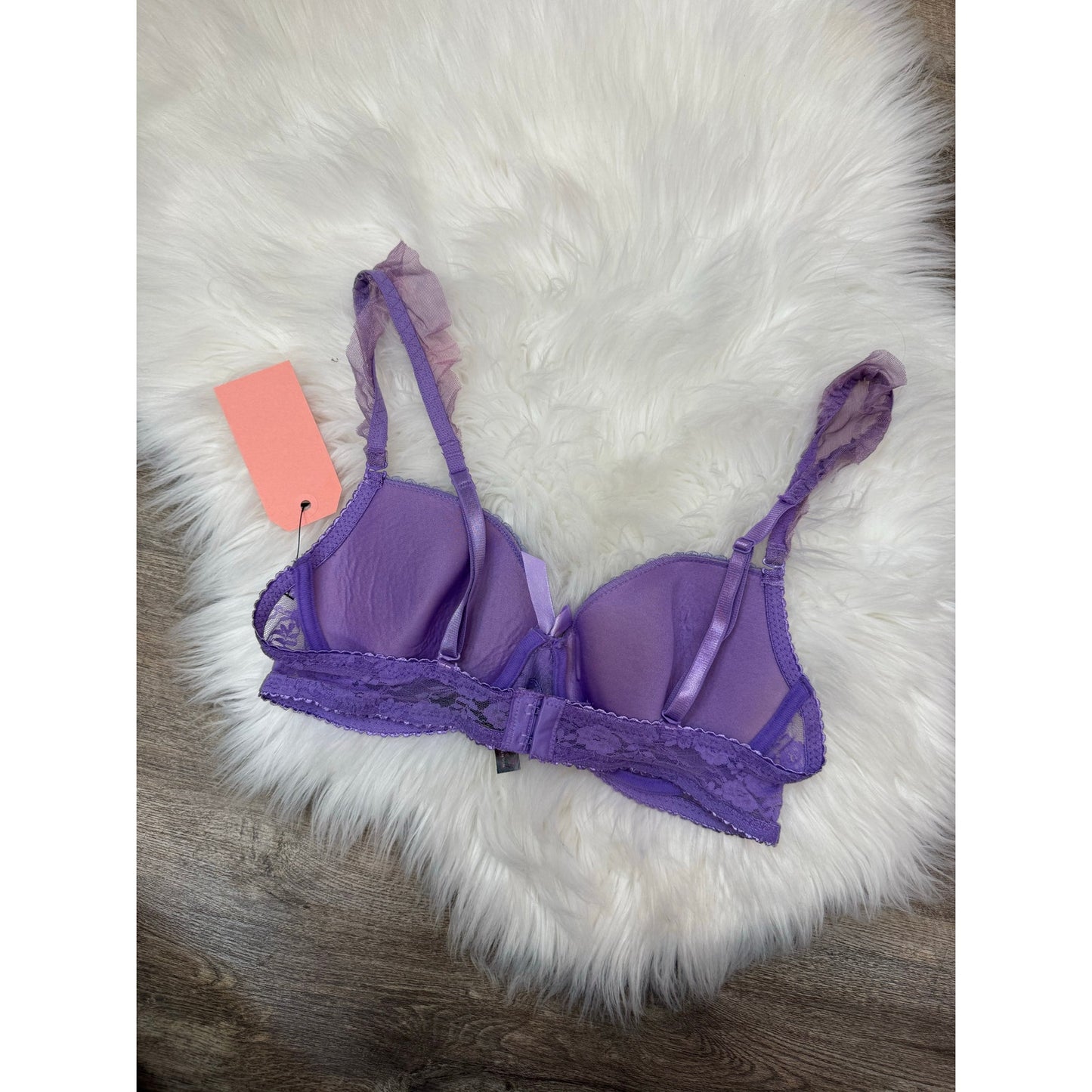 Black Fuchsia Purple Lace Bra - 36B