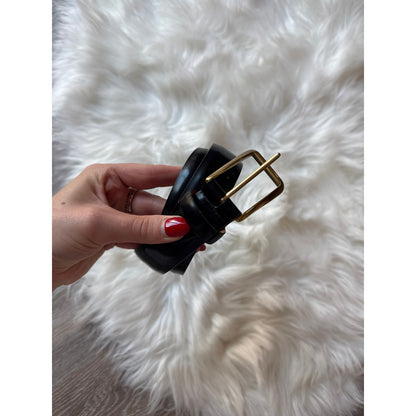 Vintage Black Cowhide Leather Belt - Size 36