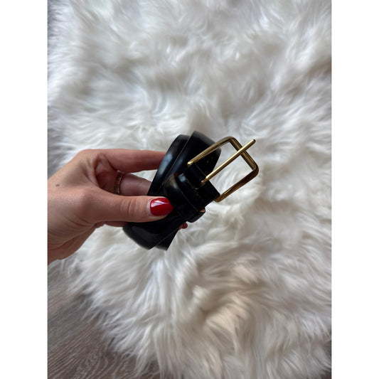Vintage Black Cowhide Leather Belt - Size 36