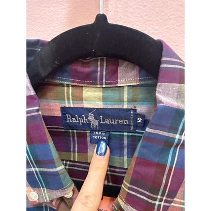 Vintage Ralph Lauren All Cotton Plaid Button Down - Size 14
