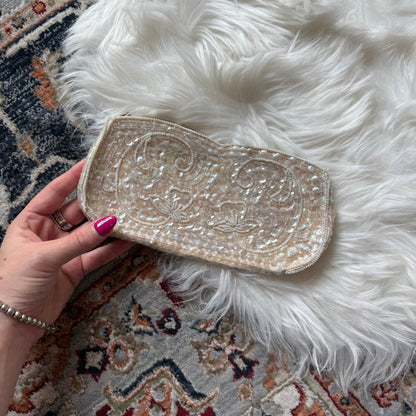 Vintage White Sequin Elegant Evening Mini Bag/Clutch