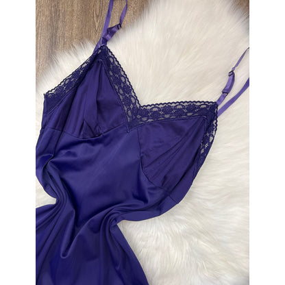 Vintage Royal Purple Nylon Gown - Size M