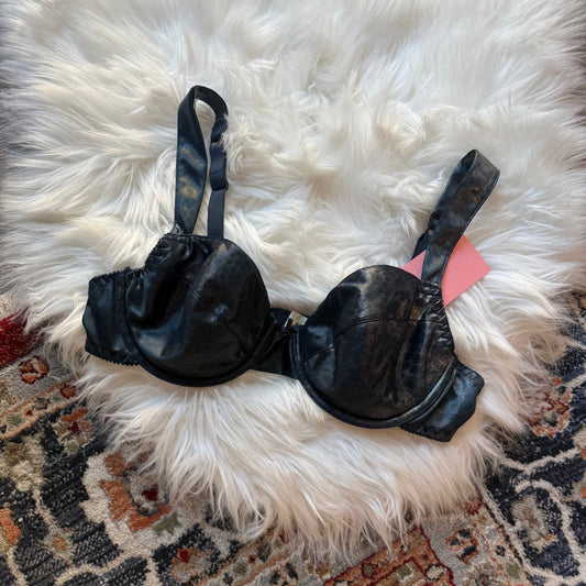 Vintage Floral Satin Bra - Size 36C