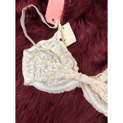 Vintage Valentino Intimo Designer 1980s White Lace Bra - 36C