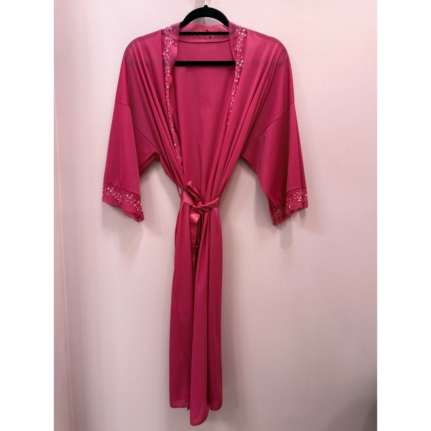 Vintage 1960s Vanity Fair Pink Beaded Robe - EUC, Size Small, Nylon