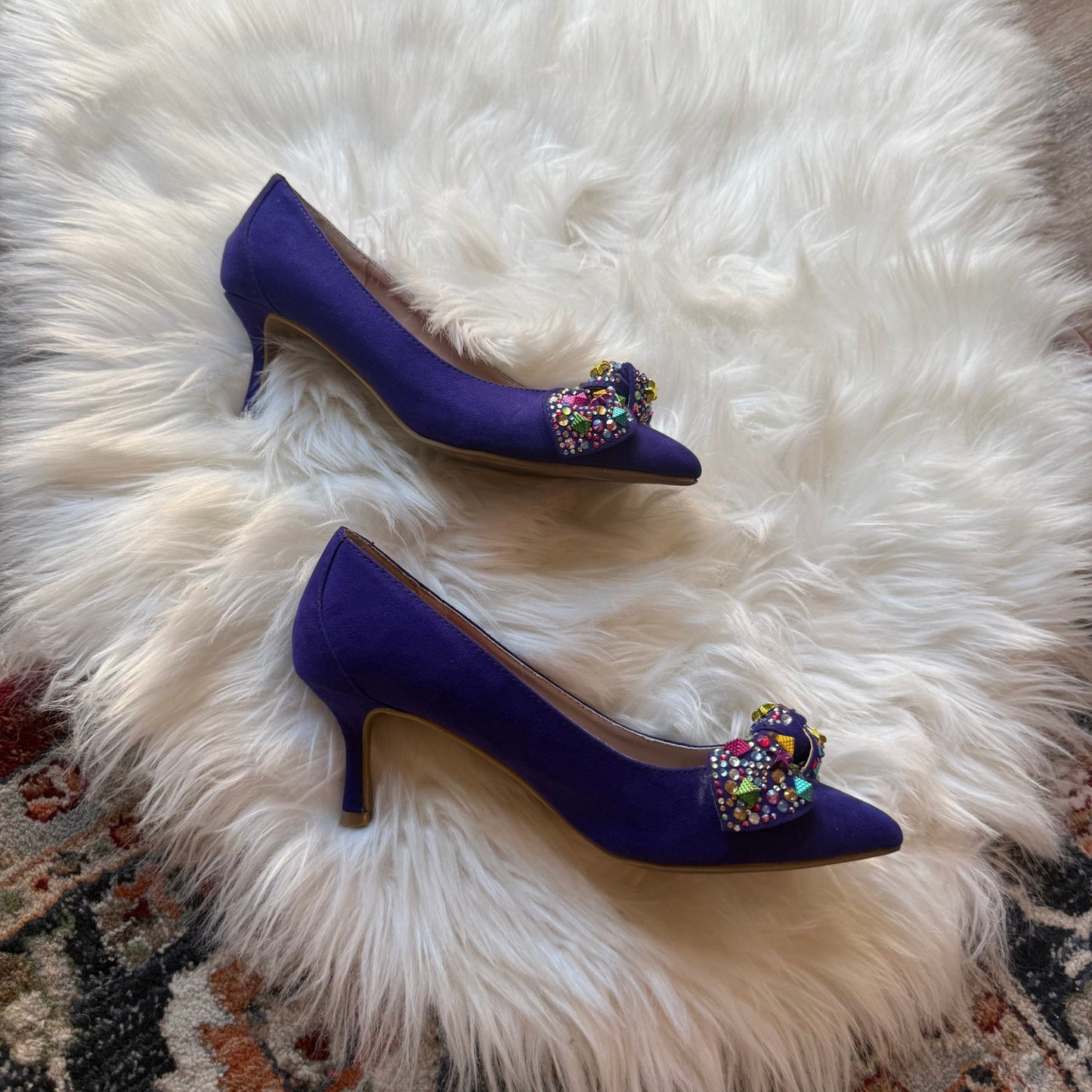 Betsey Johnson Vintage Purple Suede Bling Heels - Size 6