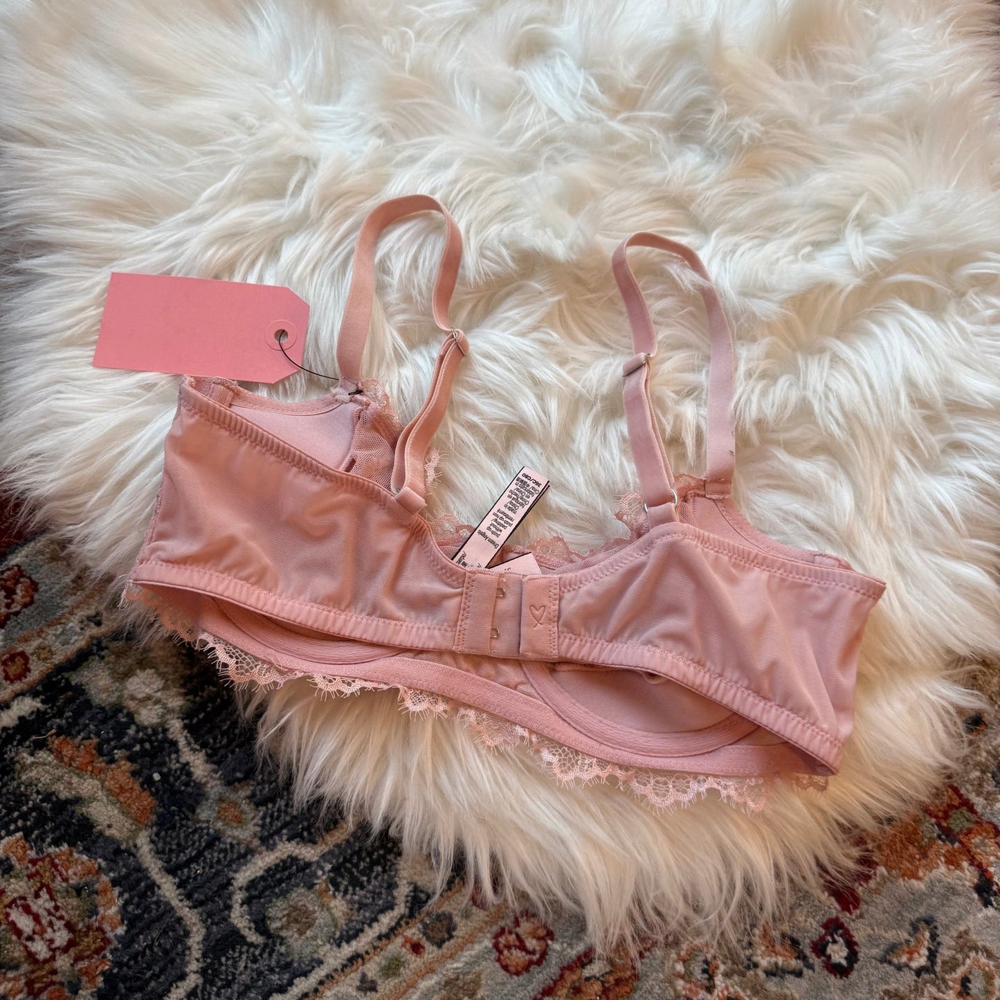 Victoria's Secret "Push Up Without Padding" Dainty Pink Velvet Bra - 36C
