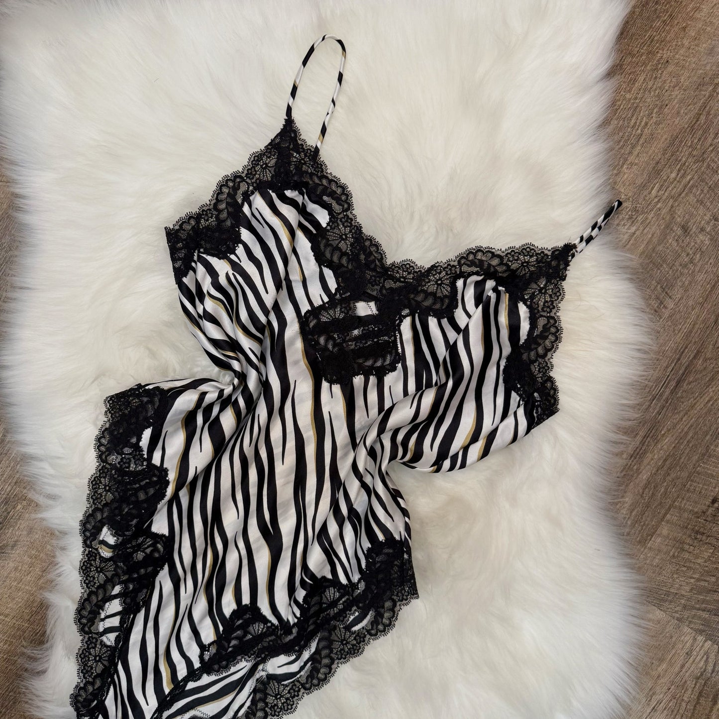 Vintage Valentino Zebra Satin Bodysuit/Teddy - Size L