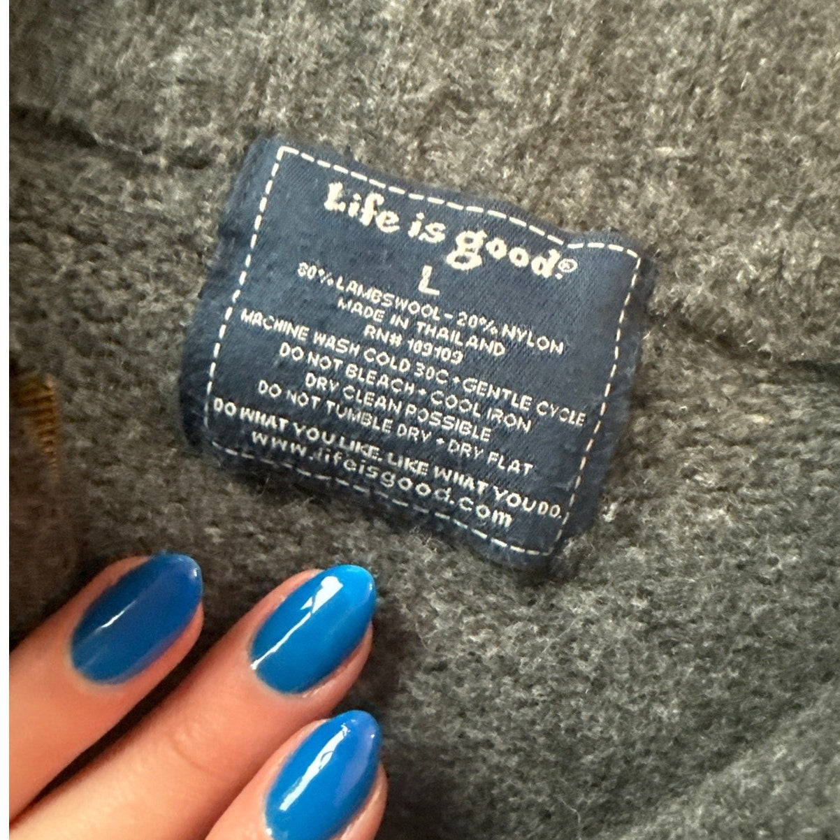 Vintage Lambswool "Life is Good" Full Zip Sweater - Size L