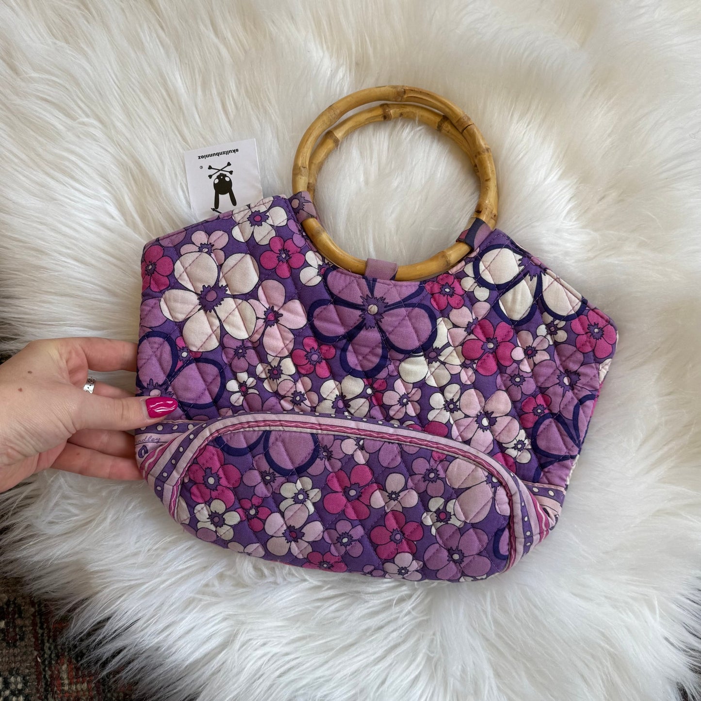 Vintage Vera Bradley Quilted Bag with Bamboo Handles
