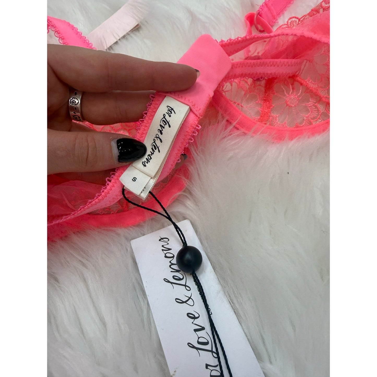 For Love & Lemons Pink Lace Bra - Size S
