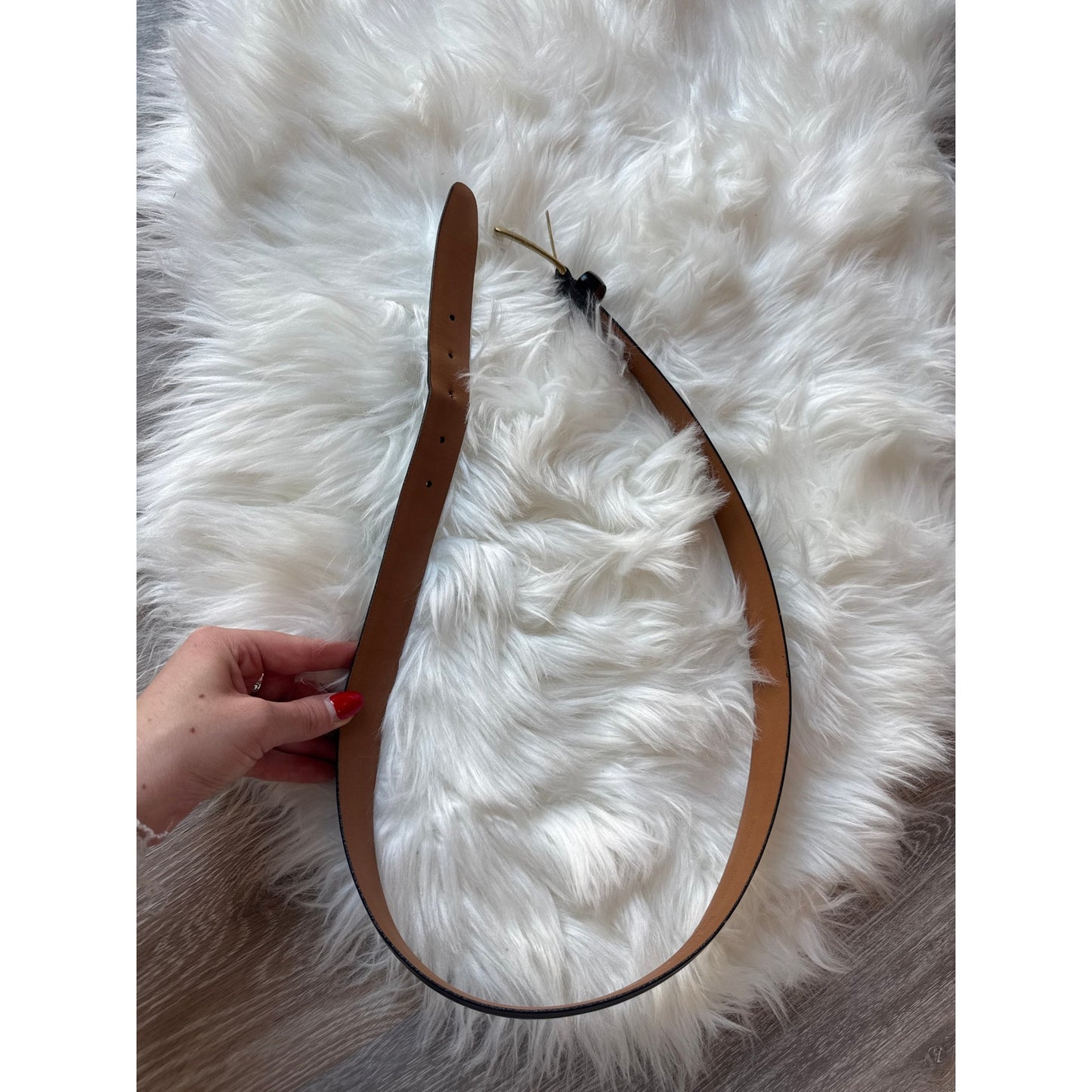 Vintage Black Cowhide Leather Belt - Size 36