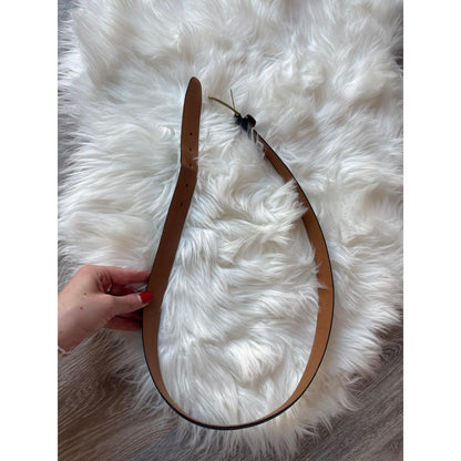 Vintage Black Cowhide Leather Belt - Size 36