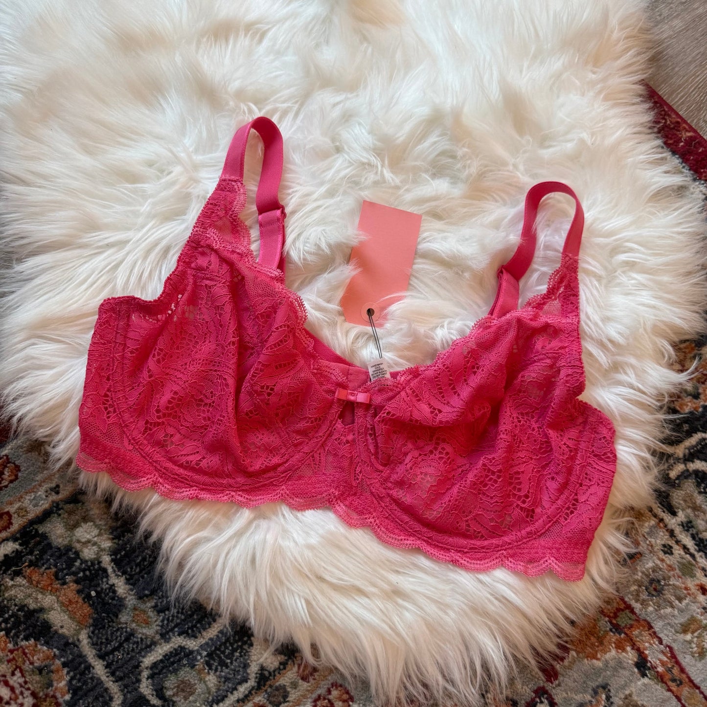 Paramour Hot Pink Lace Bra - 38D