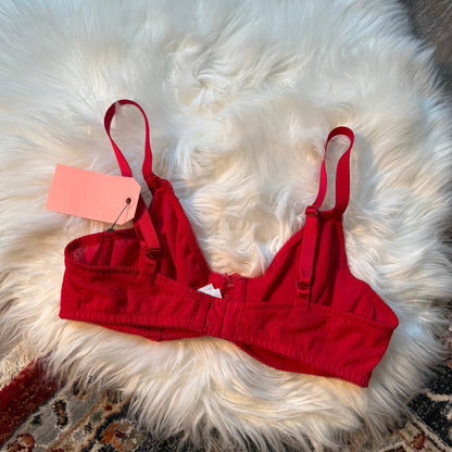 Wacoal Red Lace Overlay Bra - Size 34C