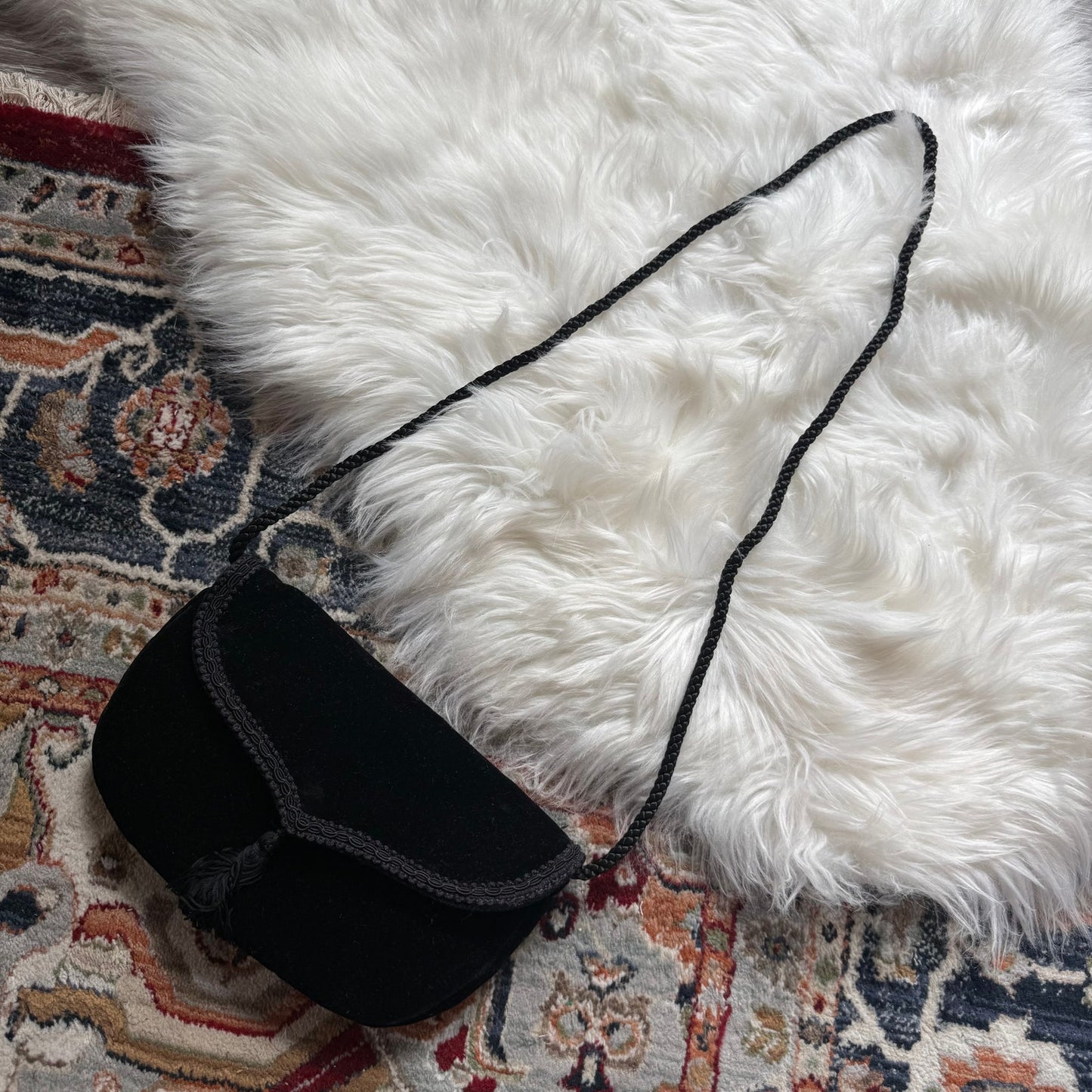 Vintage Black Velvet Tassel Evening Bag/Clutch