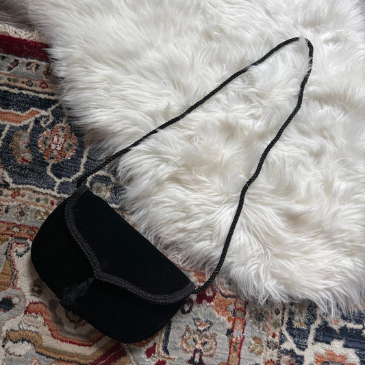 Vintage Black Velvet Tassel Evening Bag/Clutch