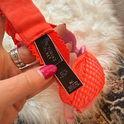 Victoria's Secret Pink & Orange Mesh Push Up Bra - 36C