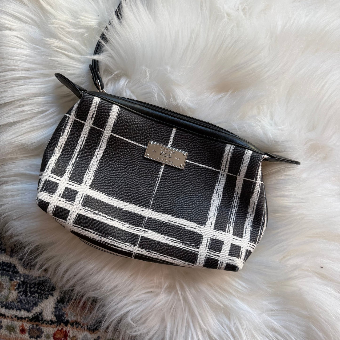Lauren Ralph Lauren Black & White Pouch/Organizer/Clutch - New
