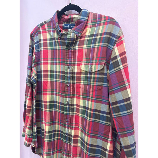 Vintage Ralph Lauren All Cotton Plaid Button Down - Size L